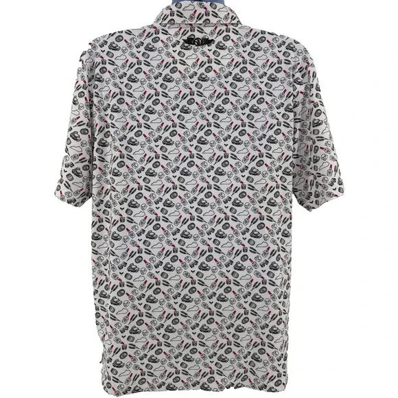 Straight Down Golf Shirt Mens L Maker's Mark Bourbon Whiskey Print Performance